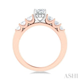 1 ctw Oval Shape Oval and Round Cut Diamond Semi Mount Engagement Ring in 14K Rose and White Gold