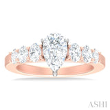 1 ctw Pers Shape Oval and Round Cut Diamond Semi Mount Engagement Ring in 14K Rose and White Gold