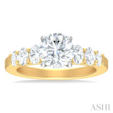 1 ctw Round Shape Oval and Round Cut Diamond Semi Mount Engagement Ring in 14K Yellow and White Gold