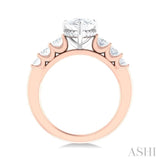 1 ctw Pear Shape Oval and Round Cut Diamond Semi Mount Engagement Ring in 14K Rose and White Gold