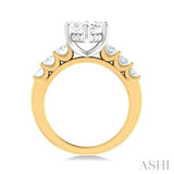 1 1/4 ctw Marquise Shape Oval and Round Cut Diamond Semi Mount Engagement Ring in 14K Yellow and White Gold