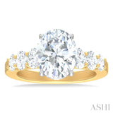 1 1/4 ctw Oval Shape Oval and Round Cut Diamond Semi Mount Engagement Ring in 14K Yellow and White Gold