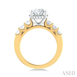 1 1/4 ctw Oval Shape Oval and Round Cut Diamond Semi Mount Engagement Ring in 14K Yellow and White Gold