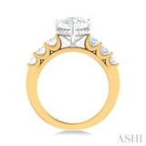 1 1/4 ctw Pers Shape Oval and Round Cut Diamond Semi Mount Engagement Ring in 14K Yellow and White Gold