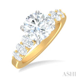 1 1/4 ctw Round Shape Oval and Round Cut Diamond Semi Mount Engagement Ring in 14K Yellow and White Gold