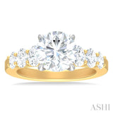 1 1/4 ctw Round Shape Oval and Round Cut Diamond Semi Mount Engagement Ring in 14K Yellow and White Gold