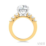 1 1/4 ctw Round Shape Oval and Round Cut Diamond Semi Mount Engagement Ring in 14K Yellow and White Gold