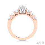 1 ctw Marquise Shape Round Cut Diamond Semi Mount Engagement Ring in 14K Rose and White Gold
