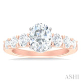 1 ctw Oval Shape Round Cut Diamond Semi Mount Engagement Ring in 14K Rose and White Gold