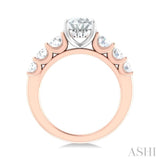 1 ctw Oval Shape Round Cut Diamond Semi Mount Engagement Ring in 14K Rose and White Gold