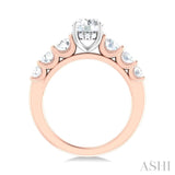 1 ctw Round Shape Round Cut Diamond Semi Mount Engagement Ring in 14K Rose and White Gold