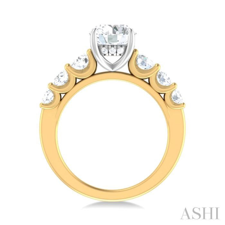 1 1/10 ctw Round Shape Round Cut Diamond Semi Mount Engagement Ring in 14K Yellow and White Gold