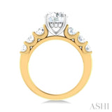 1 1/10 ctw Round Shape Round Cut Diamond Semi Mount Engagement Ring in 14K Yellow and White Gold