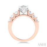 1 1/10 ctw Pear Shape Round Cut Diamond Semi Mount Engagement Ring in 14K Rose and White Gold