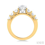 1 1/10 ctw Pear Shape Round Cut Diamond Semi Mount Engagement Ring in 14K Yellow and White Gold