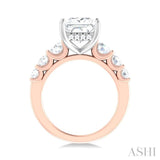 1 1/5 ctw Princess Shape Round Cut Diamond Semi Mount Engagement Ring in 14K Rose and White Gold