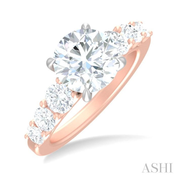 1 1/5 ctw Round Shape Round Cut Diamond Semi Mount Engagement Ring in 14K Rose and White Gold