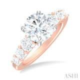 1 1/5 ctw Round Shape Round Cut Diamond Semi Mount Engagement Ring in 14K Rose and White Gold