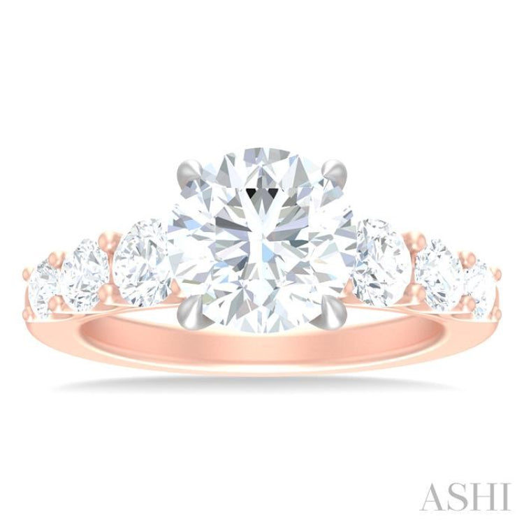 1 1/5 ctw Round Shape Round Cut Diamond Semi Mount Engagement Ring in 14K Rose and White Gold