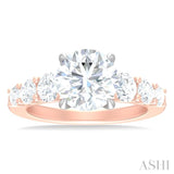 1 1/5 ctw Round Shape Round Cut Diamond Semi Mount Engagement Ring in 14K Rose and White Gold