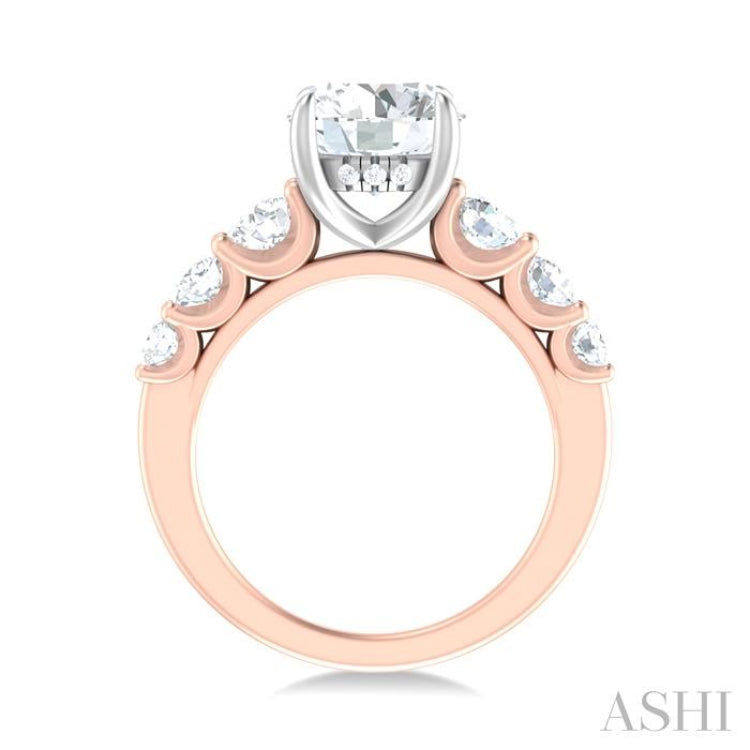 1 1/5 ctw Round Shape Round Cut Diamond Semi Mount Engagement Ring in 14K Rose and White Gold