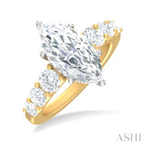 1 1/5 ctw Marquise Shape Round Cut Diamond Semi Mount Engagement Ring in 14K Yellow and White Gold