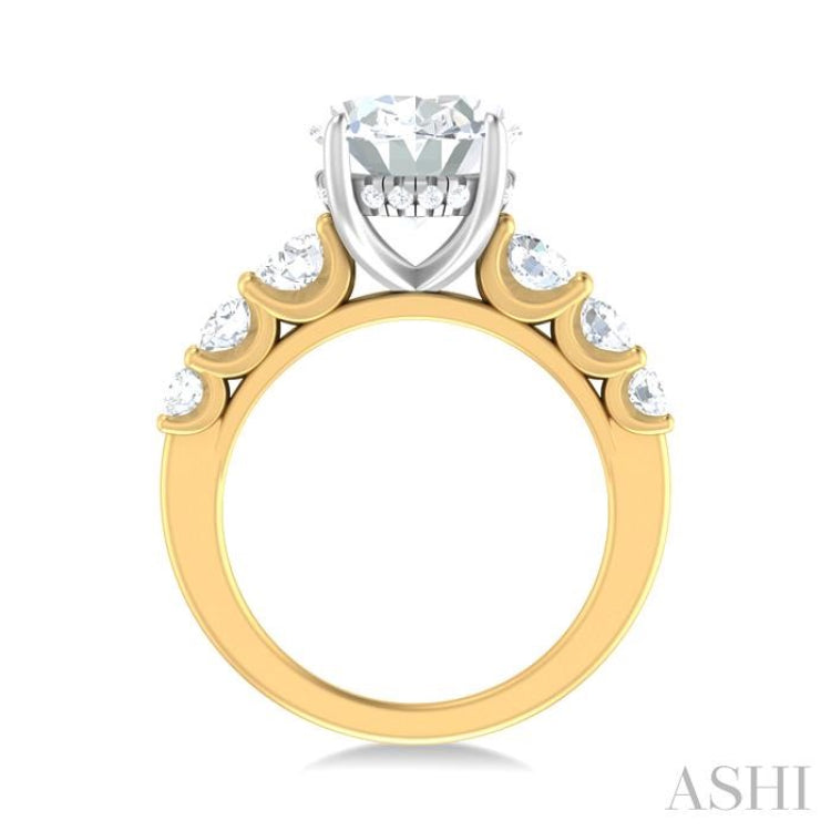 1 1/4 ctw Oval Shape Round Cut Diamond Semi Mount Engagement Ring in 14K Yellow and White Gold