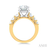 1 1/4 ctw Oval Shape Round Cut Diamond Semi Mount Engagement Ring in 14K Yellow and White Gold