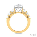 1 1/5 ctw Pear Shape Round Cut Diamond Semi Mount Engagement Ring in 14K Yellow and White Gold