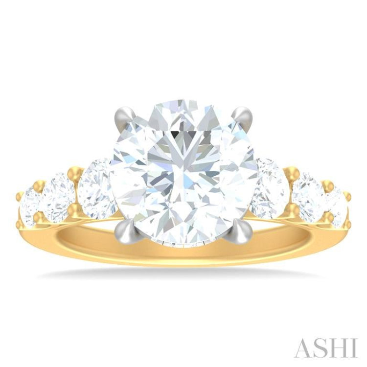 1 1/5 ctw Round Shape Round Cut Diamond Semi Mount Engagement Ring in 14K Yellow and White Gold