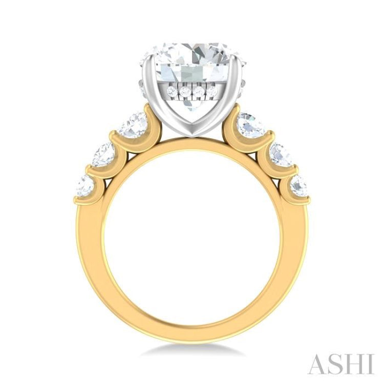 1 1/4 ctw Round Shape Round Cut Diamond Semi Mount Engagement Ring in 14K Yellow and White Gold