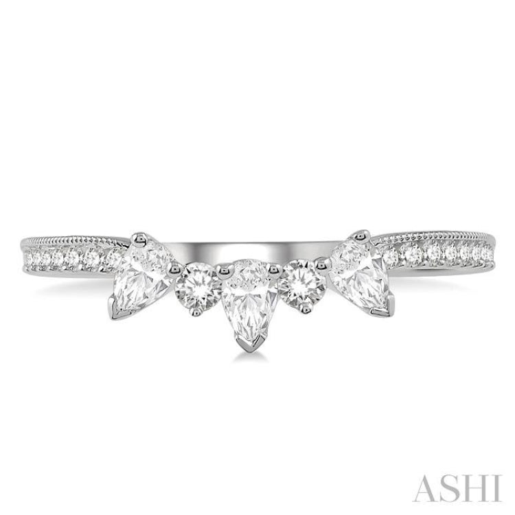 3/8 ctw Pear and Round Cut Diamond Wedding Band in 14K White Gold