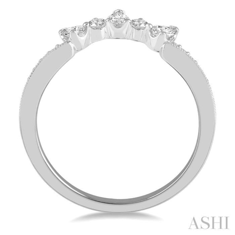 3/8 ctw Pear and Round Cut Diamond Wedding Band in 14K White Gold