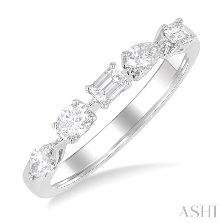 1/2 ctw Mixed Shape Diamond Cut Fashion Band in 14K White Gold