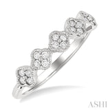 1/4 ctw Clover Motif Round Cut Diamond Fashion Ring in 14K White Gold