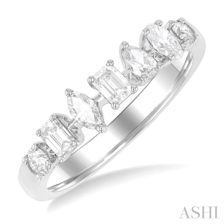 5/8 ctw Mixed Cut Diamond Fashion Band in 14K White Gold
