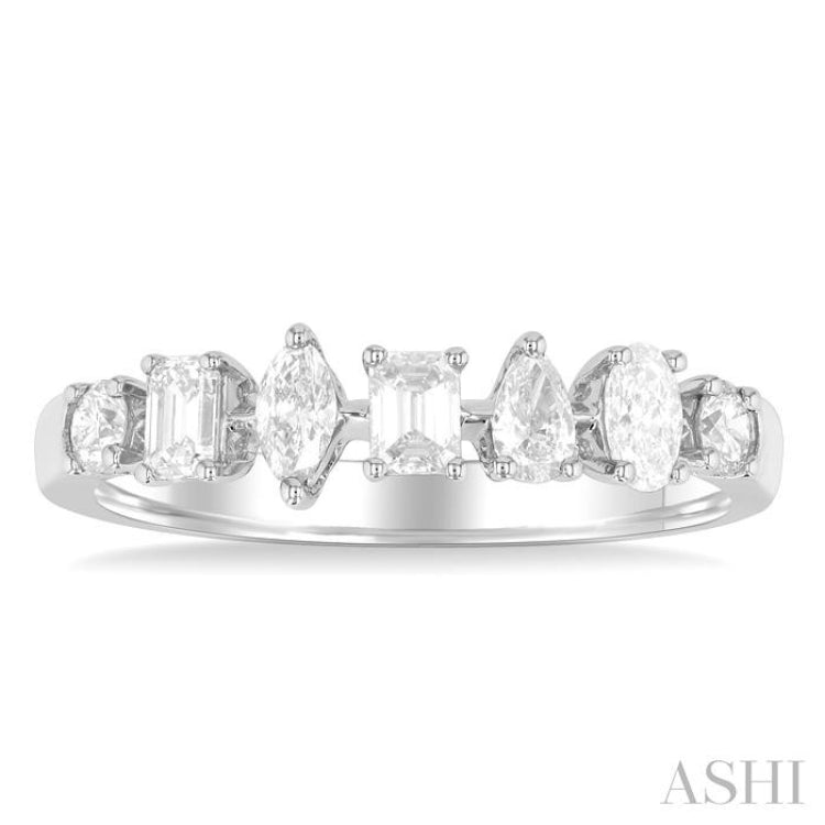 5/8 ctw Mixed Cut Diamond Fashion Band in 14K White Gold