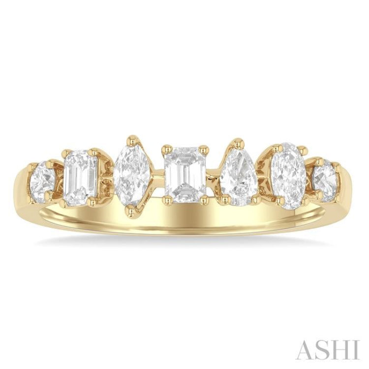 5/8 ctw Mixed Cut Diamond Fashion Band in 14K Yellow Gold