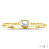 1/6 Ctw Ball Bead East-West Bezel Set Emerald Cut Diamond Stackable Petite Fashion Ring in 14K Yellow Gold