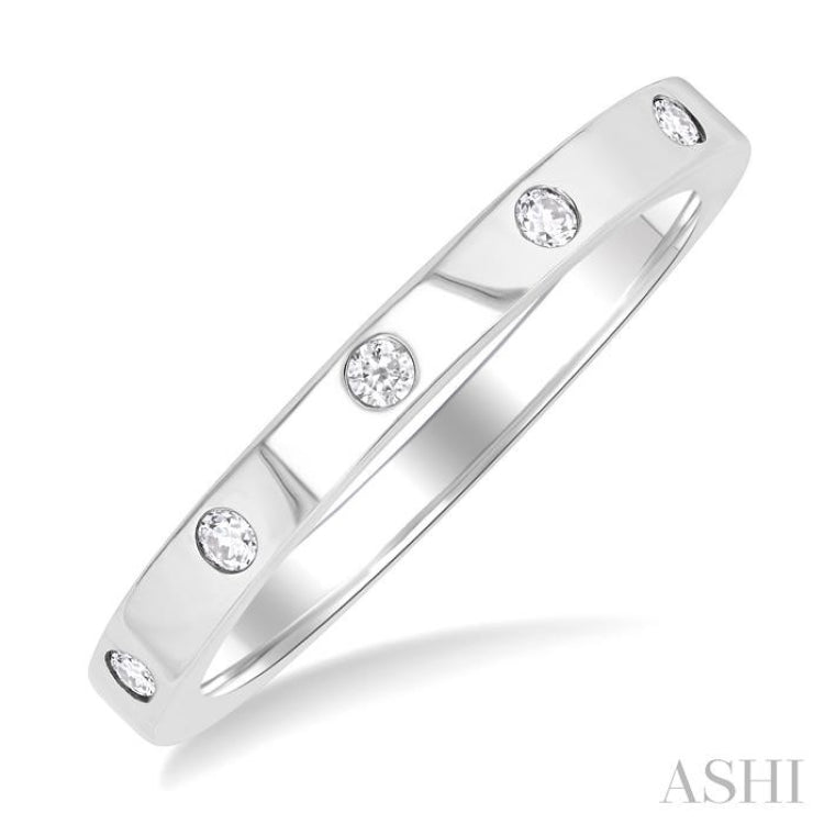 1/10 ctw Flush Bezel Set Diamond Fashion Band in 10K White Gold