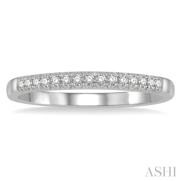 1/10 ctw 15Stones Round Cut Diamond Wedding Band in 14K White Gold
