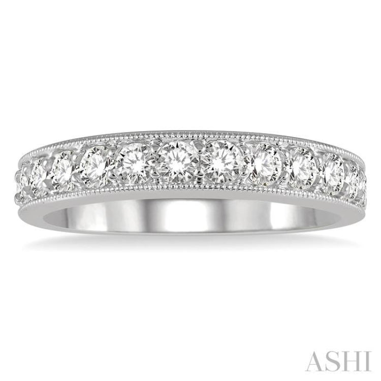 3/4 ctw Round Cut Diamond Wedding Band in 14K White Gold