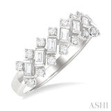 1/2 ctw Scatter Baguette and Round Cut Diamond Fashion Band in 14K White Gold