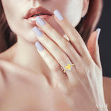 1/6 ctw Fluted Texture Heart Shape Round Cut Diamond Fashion Ring in 10K Yellow and White Gold