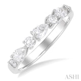 5/8 ctw Pear and Round Cut Diamond Fashion Band in 14K White Gold