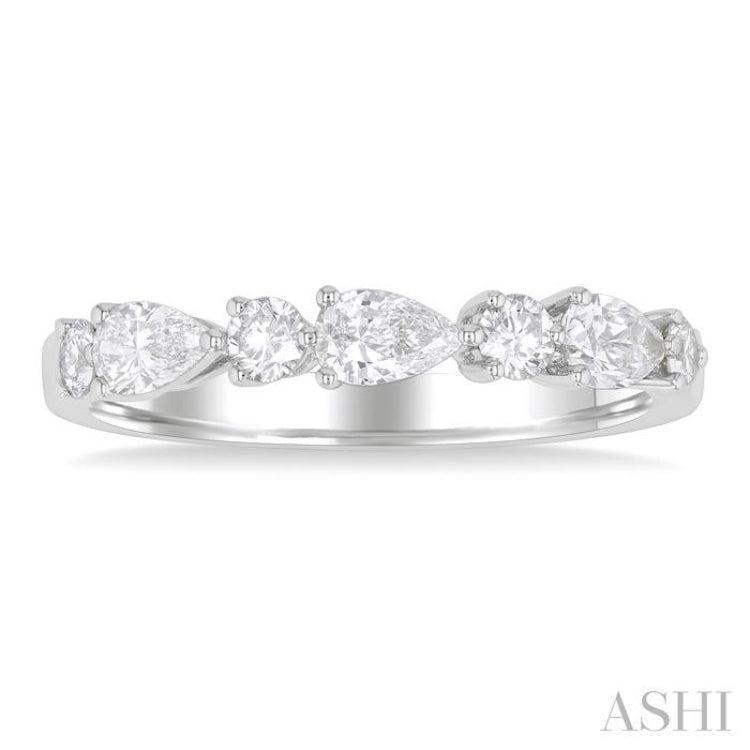 5/8 ctw Pear and Round Cut Diamond Fashion Band in 14K White Gold