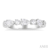 5/8 ctw Pear and Round Cut Diamond Fashion Band in 14K White Gold