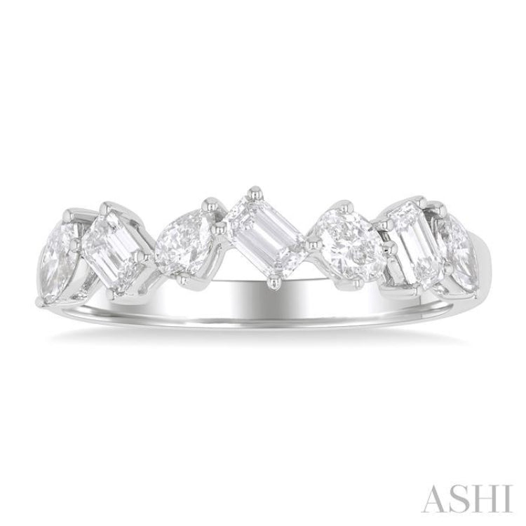 3/4 ctw Mixed Shape Diamond Cut Fashion Band in 14K White Gold