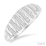 1/5 ctw Ribbed Dome Shape Round Cut Diamond Fashion Ring in 14K White Gold