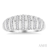 1/5 ctw Ribbed Dome Shape Round Cut Diamond Fashion Ring in 14K White Gold